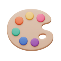 A 3d rendered artist's palette containing several vibrant colorful paint circles ideal for graphic design projects and creative artwork concepts png