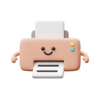 Adorable smiling printer cartoon illustration depicting printing and paper output with cute character design png