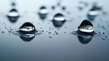 Water droplets on a surface with a blue background photo