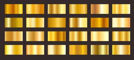 Golden gradients. Gold metallic shiny gradient effect, yellow metal frames. Gold or bronze foil texture for glossy banners and premium labels. luxury set vector