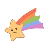 Smiling Shooting Star with Rainbow Trail Illustration vector