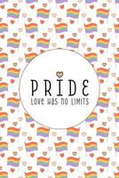Pride Poster with Rainbow Flags, Hearts, and Love Message vector