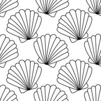 Simple black and white seamless pattern with sea shells vector