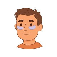 Man using under eye patches for skincare routine vector