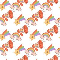 Cute Pride Elements Pattern with Rainbows vector