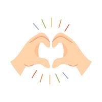 Heart Hand Gesture with Colorful Rainbow Lines for Pride vector