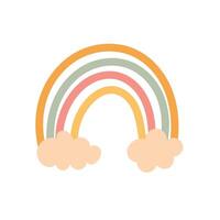 Boho pastel rainbow with soft clouds at ends vector