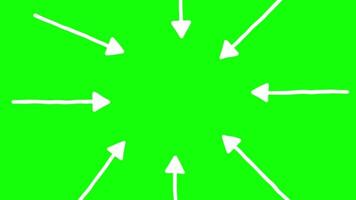 Hand drawn arrows animation, frame of doodle on green screen video