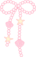 Girly Pearl Ribbon Bow Shell Girly Summer Bow Doodle Hand Drawn png