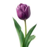 Purple tulip in full bloom image isolated transparent. Floral tulipa gesneriana cut out . 8 march springtime, Mothers day. Botanical blossom cutout element object photography png