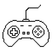 Classic gaming controller in pixel line art style with a transparent background png