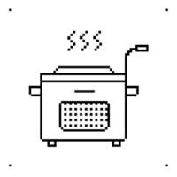 Discover the functionality and design of a deep fryer illustrated in pixel art style png