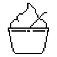 Creamy yoghurt served in a container with a spoon highlighted in clean pixel style png