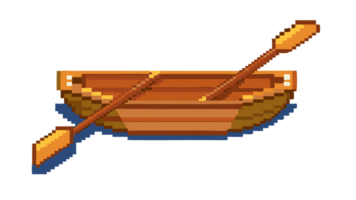 Pixel art of a classic rowboat with oars on a plain background for creative use png