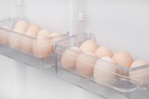 eggs in the refrigerator close up photo