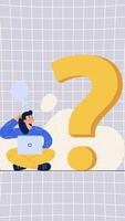 Thinking with Questions Around On Vertical 2D Cartoon Animation video