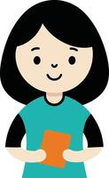 Cartoon Girl with Notebook Doodle Sketch vector