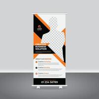 Professional Business Roll-Up Banner and Rack Card Template Design, business agency business pull up vertical display banner, luxury creative rollup, pull up banner template design vector