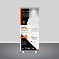 Modern Corporate Roll-Up Banner and Rack Card Design Template, business agency business pull up vertical display banner, luxury creative rollup, pull up banner template design vector