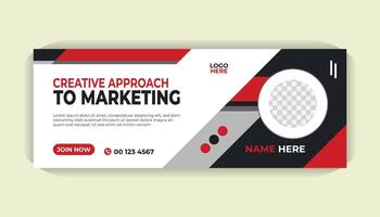 Elegant Business Social media Banner Template with Image Area and Red Highlights vector