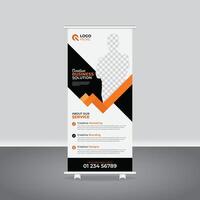Customizable Business Roll-Up Banner and Rack Card Design, business agency business pull up vertical display banner, luxury creative rollup, pull up banner template design vector