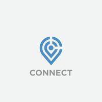 GPS pin and signal symbol or icon template. vector