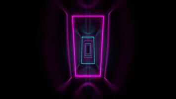 Pink and Cyan Neon Frames Corridor Background VJ Loop in 4K video