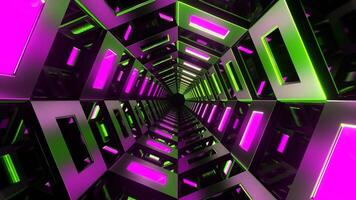 Pink and Green Mirrored Octagon Tunnel Background VJ Loop in 4K video