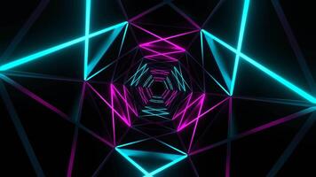 Pink and Cyan Neons Moves Along Hexagon Grate Tunnel Background VJ Loop in 4K video