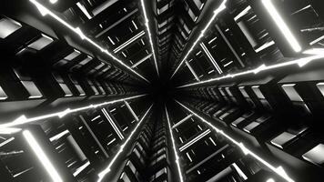 White Neon Glow Mirrored Tunnel Background VJ Loop in 4K video