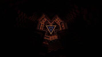 Orange and Blue Neon Triangles in Tunnel of Squares Background VJ Loop in 4K video
