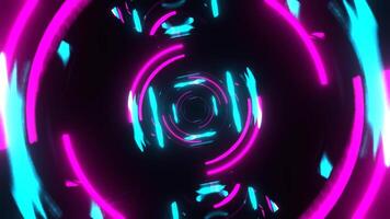 Pink and Cyan Neon Cylindrical Mirror Tunnel Background VJ Loop in 4K video