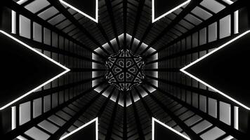 White Neon Glow Hexagonal Tunnel Background VJ Loop in 4K video