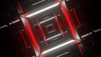 Red and White Neon Mirror Square Tunnel Background VJ Loop in 4K video