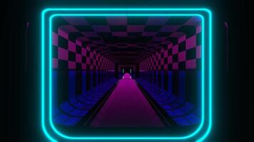 Pink and Cyan Green Sci-Fi Corridor Background VJ Loop in 4K video