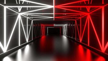 Red and White Gridded Mirror Corridor Background VJ Loop in 4K video