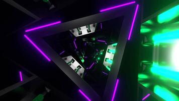 Purple and Turquoise Neon Glowing Triangular Spiral Background VJ Loop in 4K video