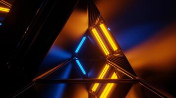 Orange and Blue Strobe Mirror Triangular Tunnel Background VJ Loop in 4K video