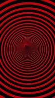 Black and red optical illusion effect background with a tunnel of spiraling circles. Full HD looping vertical animation. video