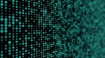 Green technology background with a glowing grid of flashing digital data lights. Big data visualization concept. This modern tech background is full HD and a seamless loop. video