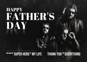 Simple Black Father’s Day Greeting Cards Template Landscape Version