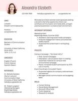 Fresh Graduate Internship Marketing Resume template