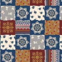 a patchwork pattern with flowers and leaves vector