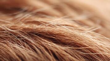 Soft brown hair strands highlighted under warm light with natural texture and gentle flow creating cozy and calm feeling photo