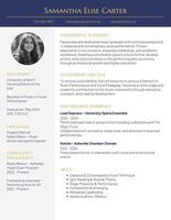 Fresh Graduate Scholarship Resume for Music & Performing Arts template