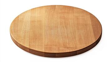 A circular wooden table with full depth of field, isolated on a white background photo