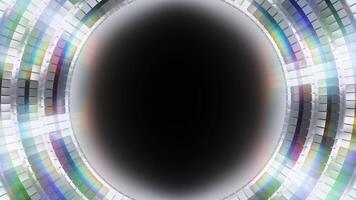 Abstract dispersion effect with glowing curved shapes and central dark space ideal for text placement or layout video
