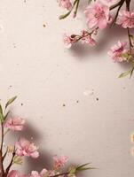 Blossoming Beauty, A serene pink floral display against a textured backdrop, evoking a sense of calm and natural elegance. photo