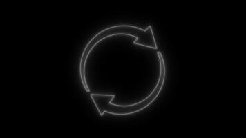 Glowing white line Refresh icon isolated on black background. Reload symbol. reload icon animation video