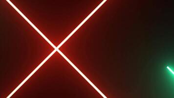 Flashing bright neon arrows light up and go out indicating the direction. Abstract background, laser show. Neon color trends phantom blue and lush lava light spectrum. Seamless loop 3d render video